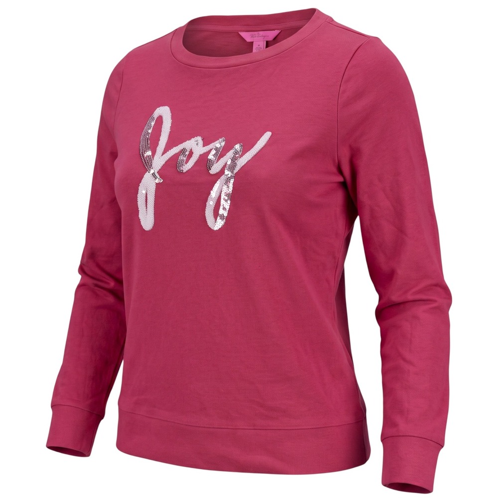 Lilly Pulitzer Sweatshirt Women Size L Red Joy Sequin French Terry